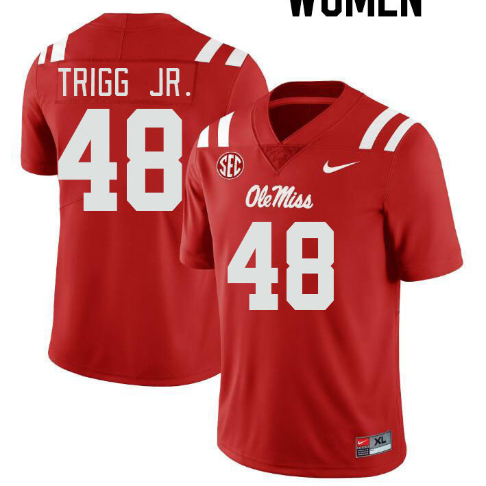 Women #48 Mark Trigg Jr. Ole Miss Rebels College Football Jerseyes Stitched Sale-Red